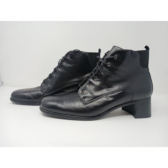 Munro Women Boots Size 11 Black Leather Ankle Booties Side Zip Comfort Shoes Y2k - Picture 2 of 13